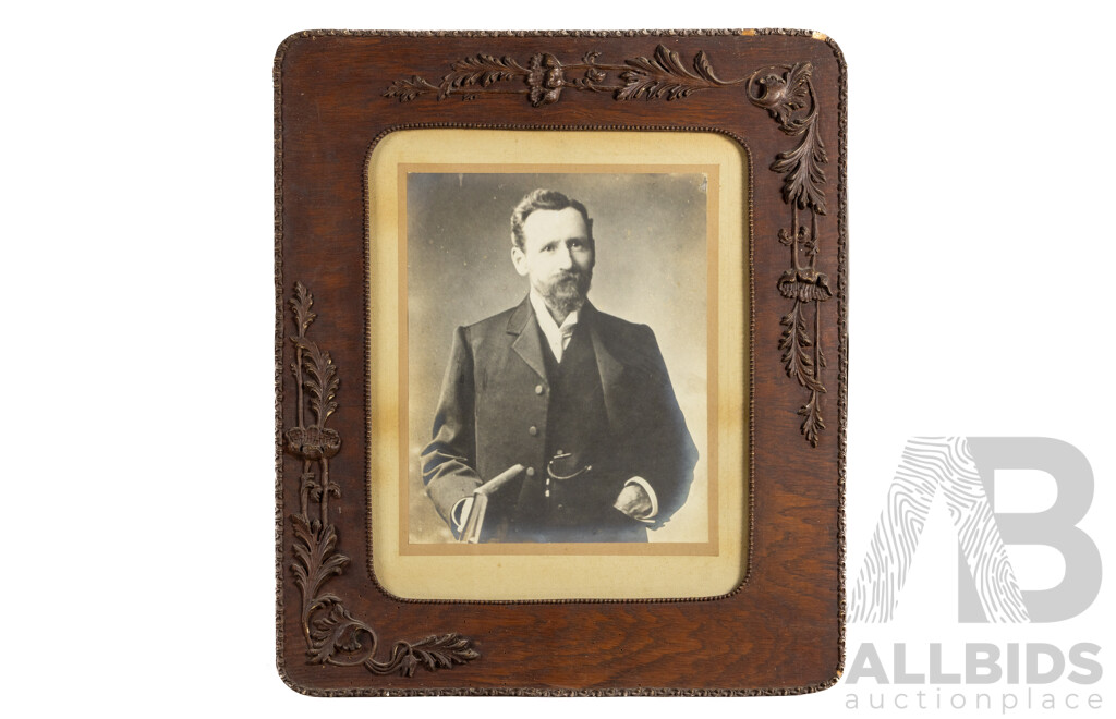 Artist Unknown (Late 19th Century), Portrait of a Gentleman in Formal Attire with Book, Antique Photograph, 69 x 69 cm (frame)