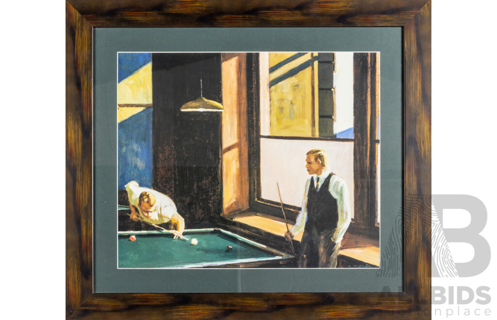 B.J.Zhang, (20th Century, Chinese), Pool Players, Original Quality Print After Original, 72 x 82 cm (frame)