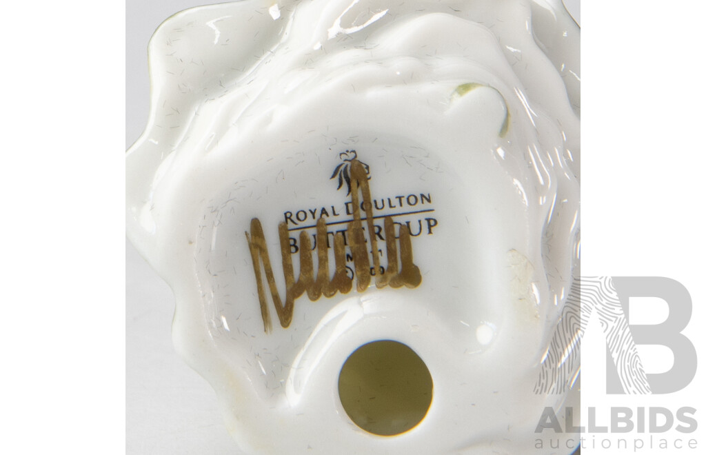 Royal Doulton Porcelain Lady Figure, Alexandra HN 2398, Along with Royal Doulton Porcelain Miniature Lady Figure in Original Box: Buttercup, Signed by Michael Doulton