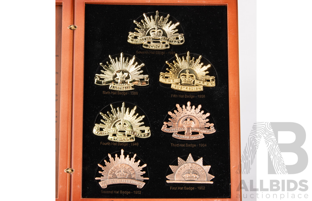 The Rising Sun Collection, Seven Reproduction Australian Rising Sun Badges in Original Presentation Box by Brandnet