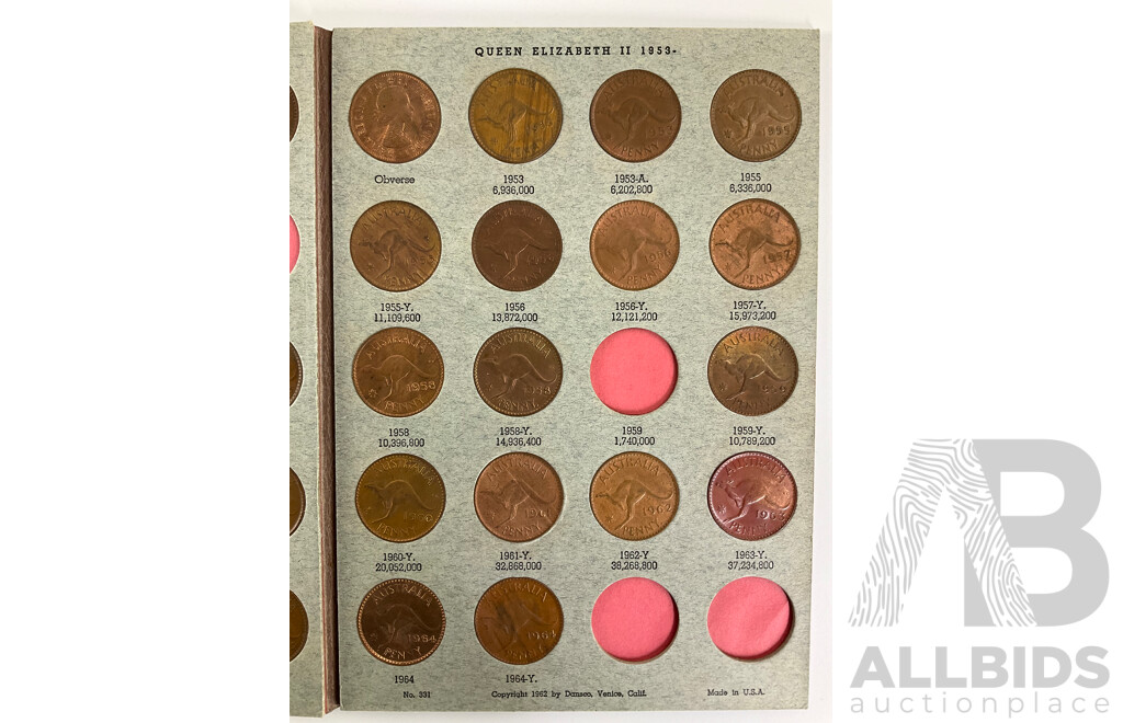 Australian Dansco Penny Album, Examples Spanning 1912 to 1964