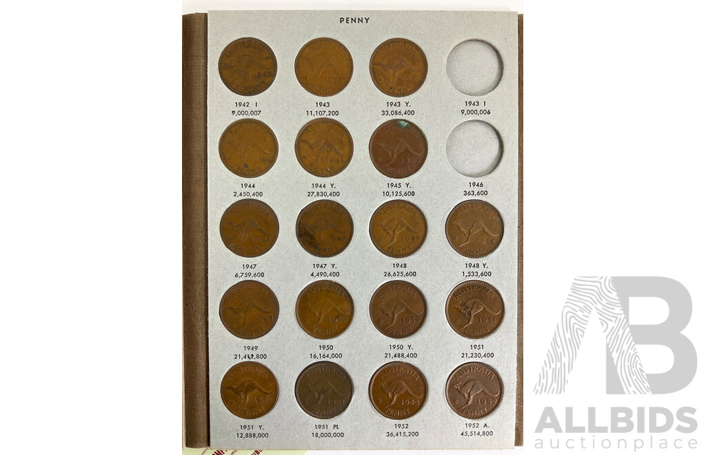 Australian Dansco Penny Album, Examples Spanning 1912 to 1964