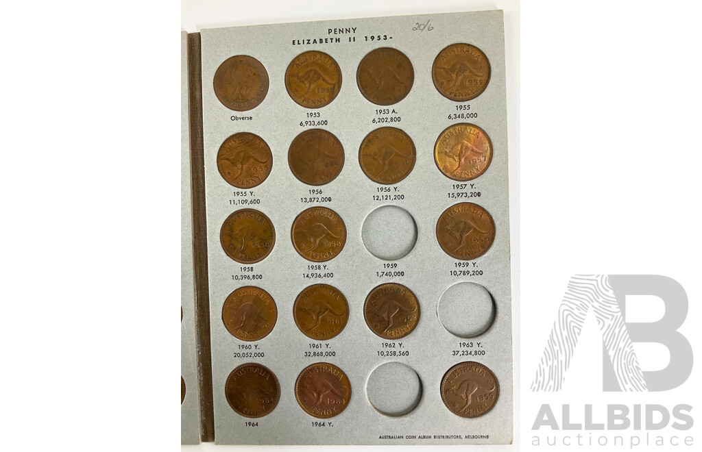 Australian Dansco Penny Album, Examples Spanning 1912 to 1964
