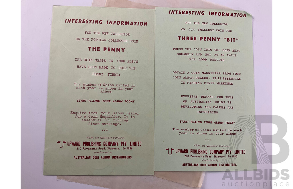 Australian Dansco Penny Album, Examples Spanning 1912 to 1964