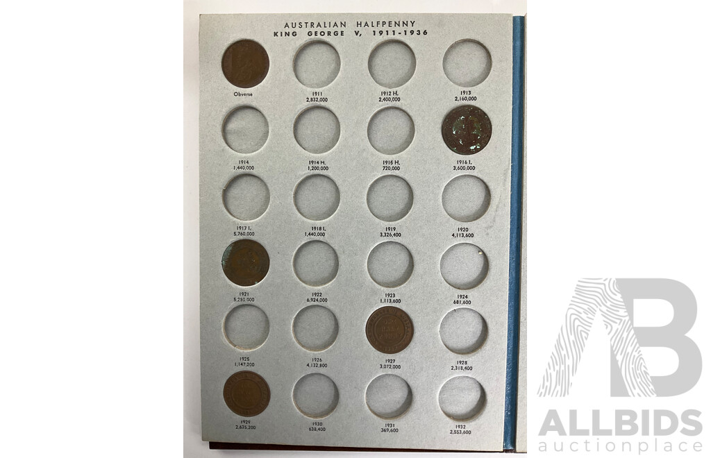 Australian Dansco Half Penny Album, Examples Spanning 1916 to 1964
