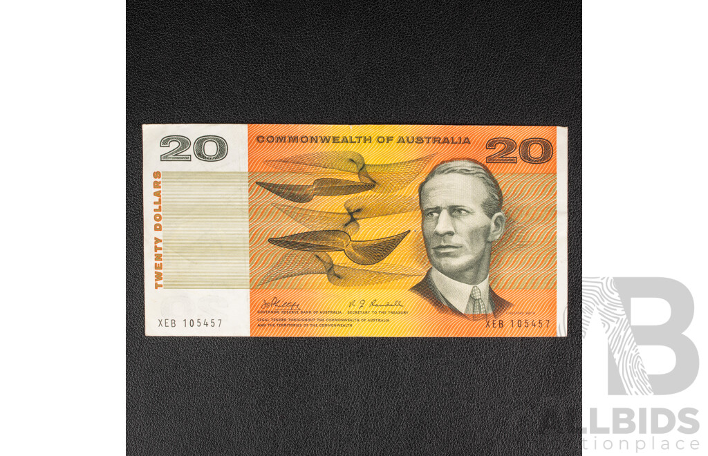 Australian 1968 Twenty Dollar Note, R403 Phillips/Randall XEB 105457