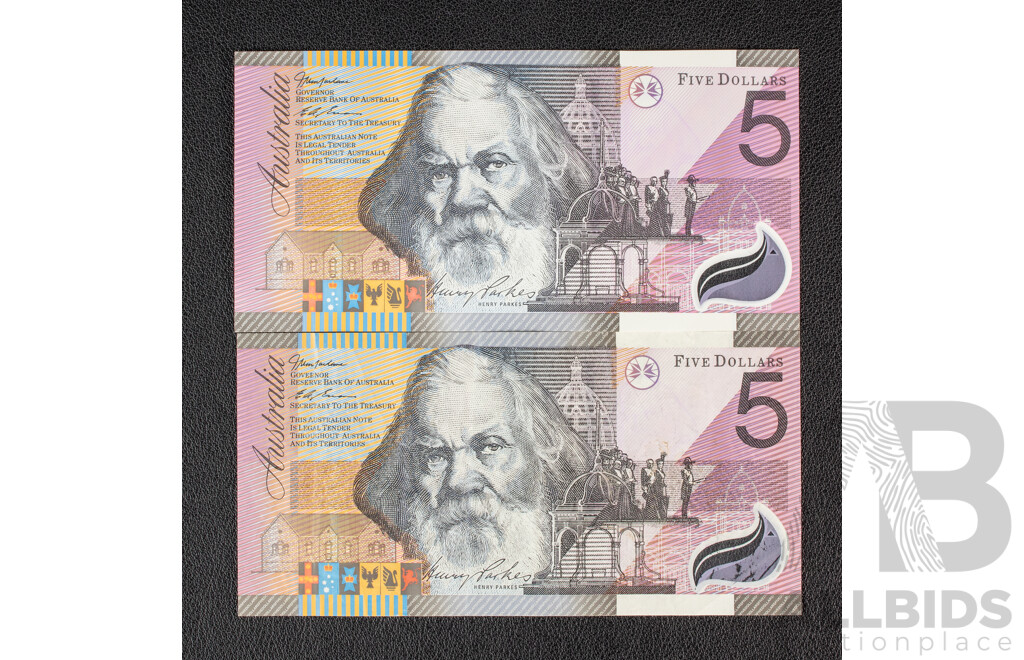 Collection of Australian Banknotes Including Four 1972 Five Dollar Notes Including 1972 Phillips/Wheeler R204, 1976 Knight/Wheeler R206a, Two 1997 Macfarlane/Evans, 1985 Two Dollars Johnston/Fraser R89...........