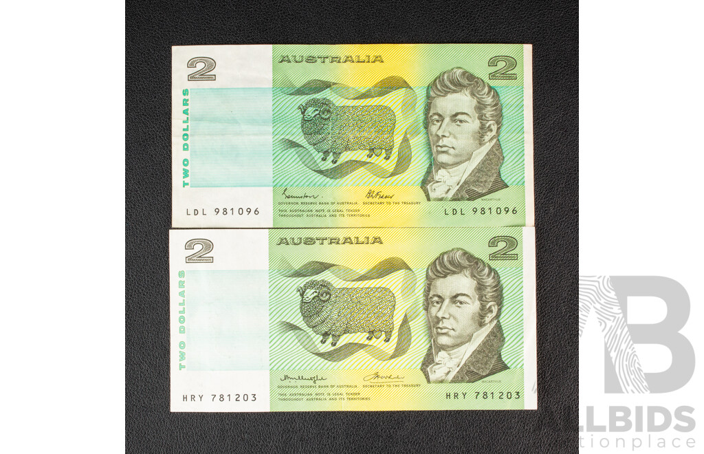 Collection of Australian Banknotes Including Four 1972 Five Dollar Notes Including 1972 Phillips/Wheeler R204, 1976 Knight/Wheeler R206a, Two 1997 Macfarlane/Evans, 1985 Two Dollars Johnston/Fraser R89...........