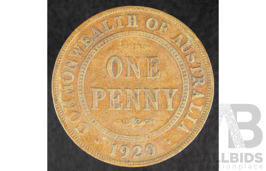 Five Australian KGV Pennies Including 1920 Double Dot, 1916I 1917I(2) 1918I