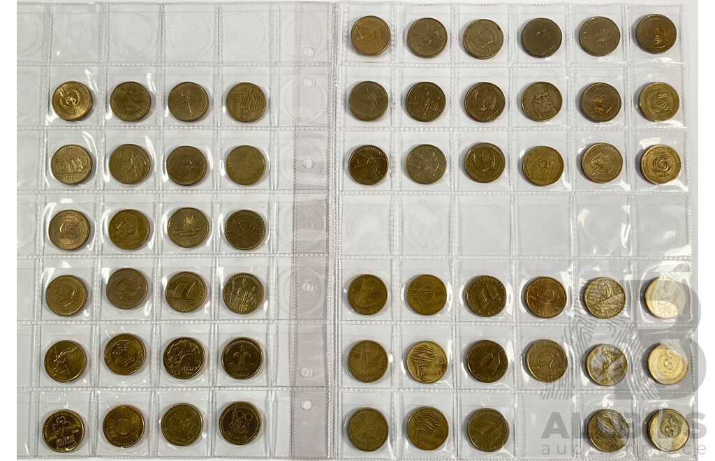 Collection of Australian Commemorative One Dollar Coins Spanning 1986 to 2011 Including International Year of Peace, Land Care, Making a Differance, Year of the Outback, Sir Henry Parkes, CHOGM, 100 Years of ANZAC and More
