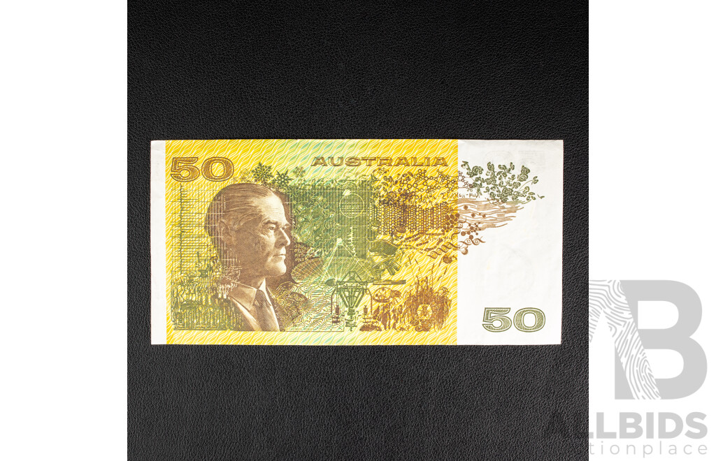 Australian 1973 Fifty Dollar Note, Phillips/Wheeler, Last Signature Prefix R505L, YAU 649669