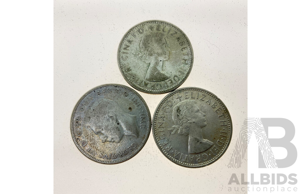 Three Australian Silver Florins Including 1947, 1956, 1960  .500