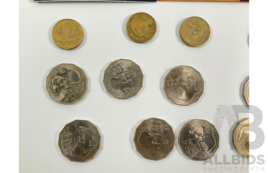 Collection of Australian Commemorative Coins Including One Dollars 1997 Kingsford Smith C Mint Mark, 2010 One Hundred Years of Australian Coinage C Mint Mark, 2012 Wheat Sheaf C Mint Mark, 2011 Dame Joan Sutherland...........