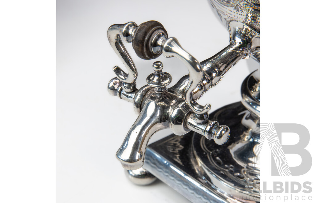 Large Silver Plate Urn with Single Tap and Champagne Bucket