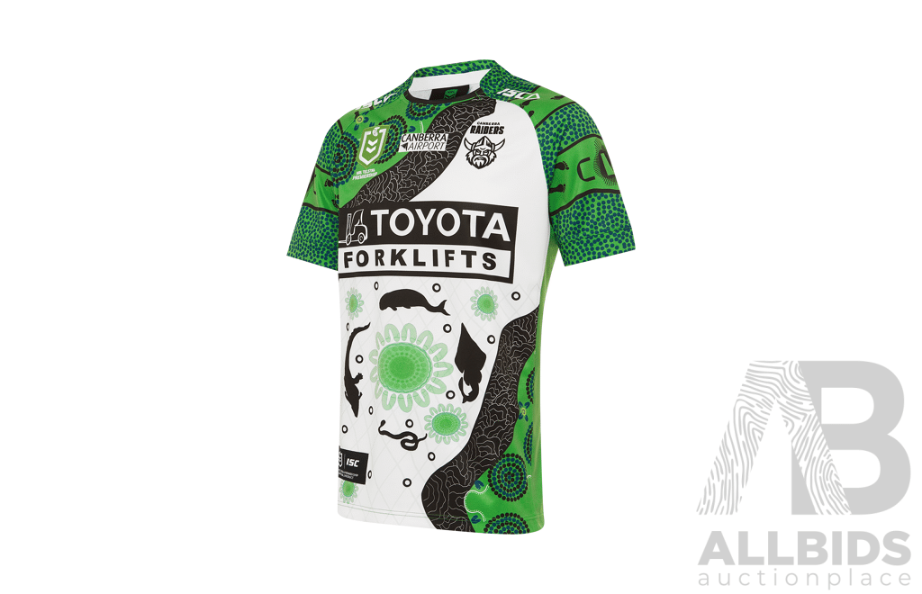13. Corey Horsburgh - Match Worn and Signed Canberra Raiders 2025 Indigenous Jersey - Round 23 V Manly - Proceeds Towards The Raiders Foundation