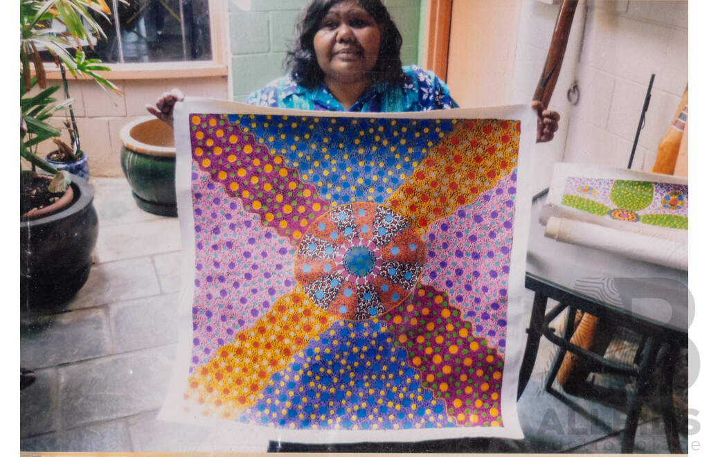 Claire E. Hayes (Peltharre), (20th Century, Indigenous-Australian, 1965), Dreaming Tracks, Wonderful Original Acrylic on Canvas, 71 x 74 cm