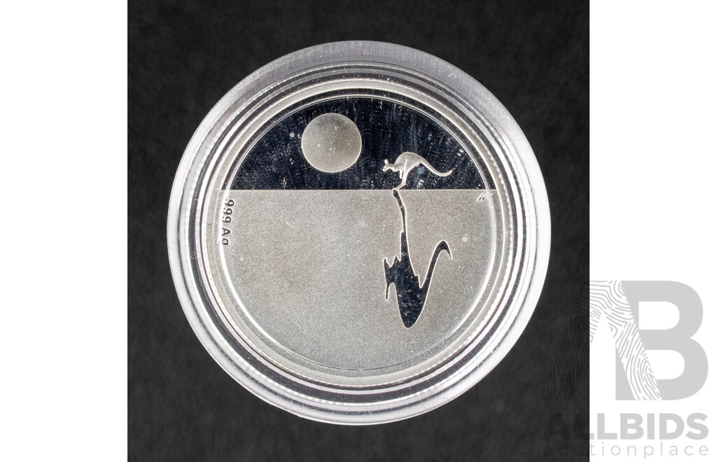 Australian RAM 2010 Silver Proof One Dollar Coin, Kangaroo at Sunset .999
