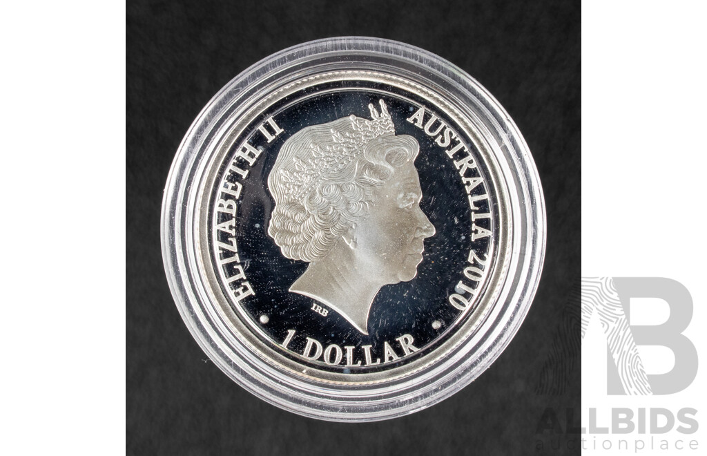 Australian RAM 2010 Silver Proof One Dollar Coin, Kangaroo at Sunset .999