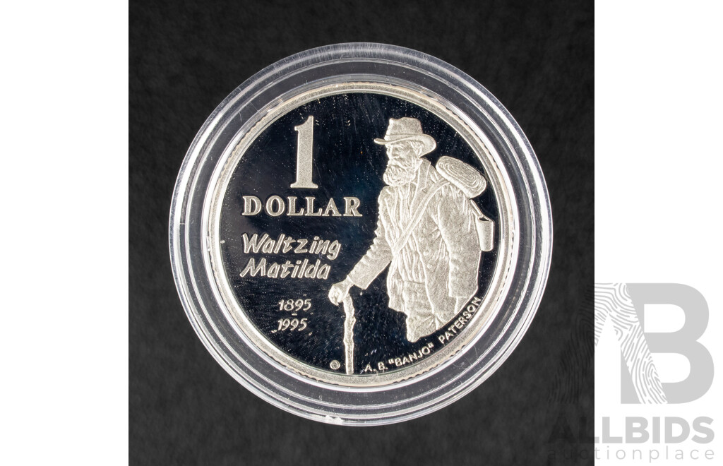 Australian RAM 1995 Silver Proof One Dollar Coin, Waltzing Matilda .925