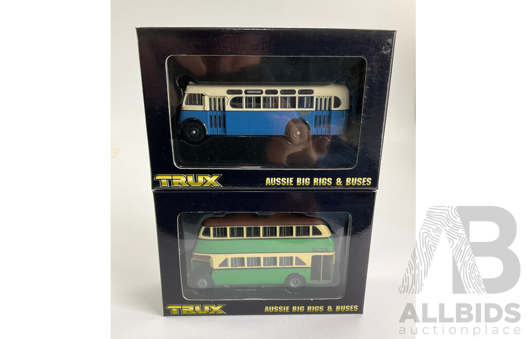 Trux Diecast 1952 Leyland Tiger OPS2 Single Deck Bus and 1947albion Venture Double Decker Bus - 1:76 Scale