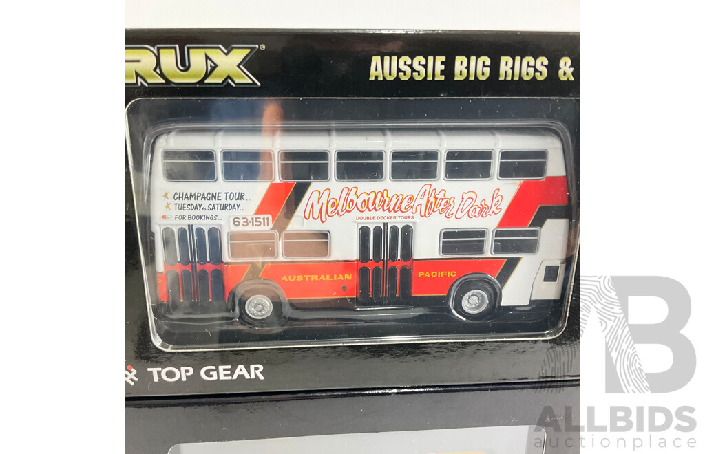 Trux Diecast Mercedes Minibus Pacific Fair and Leyland Atlantean Double Coach Melbourne After Dark  - 1:76 Scale