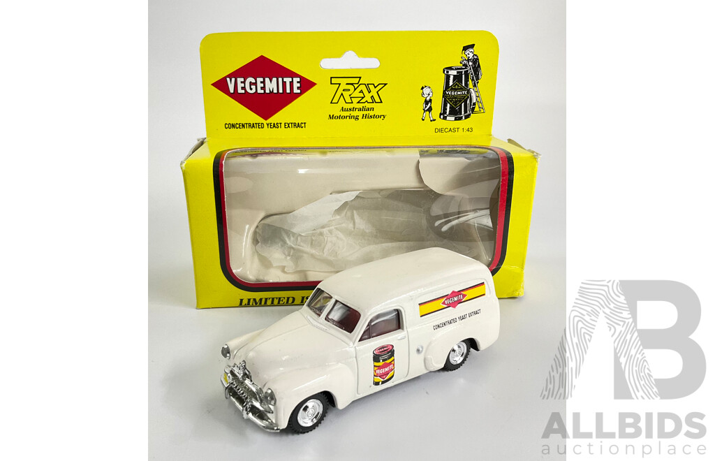 Trax Holden FJ Panel Van 1953 White Vegemite Livery 1:43 Scale Diecast Model TR02B