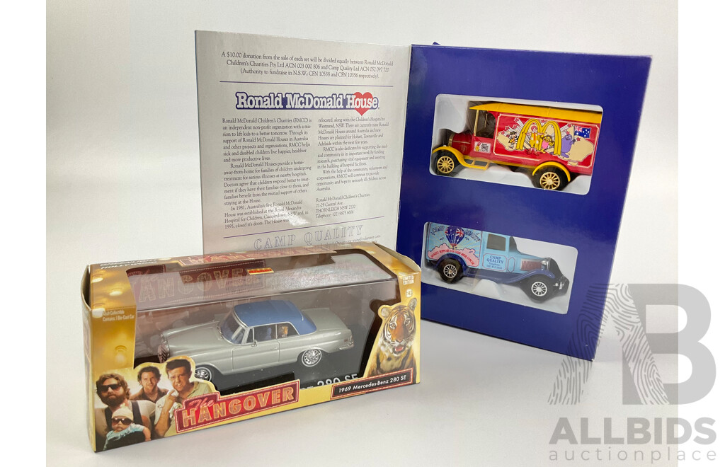 Matchbox Collectables Diecast 1996 Ronald Mcdonald House Camp Quality Set and the  Hangover 1969 Mercedes Benz 280 SE