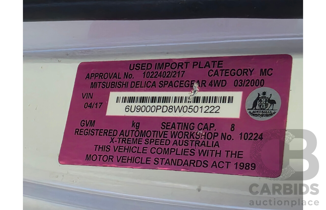 3/2000 Mitsubishi Delica Chamonix (4x4) 4d Van White Turbo Diesel 2.8L
