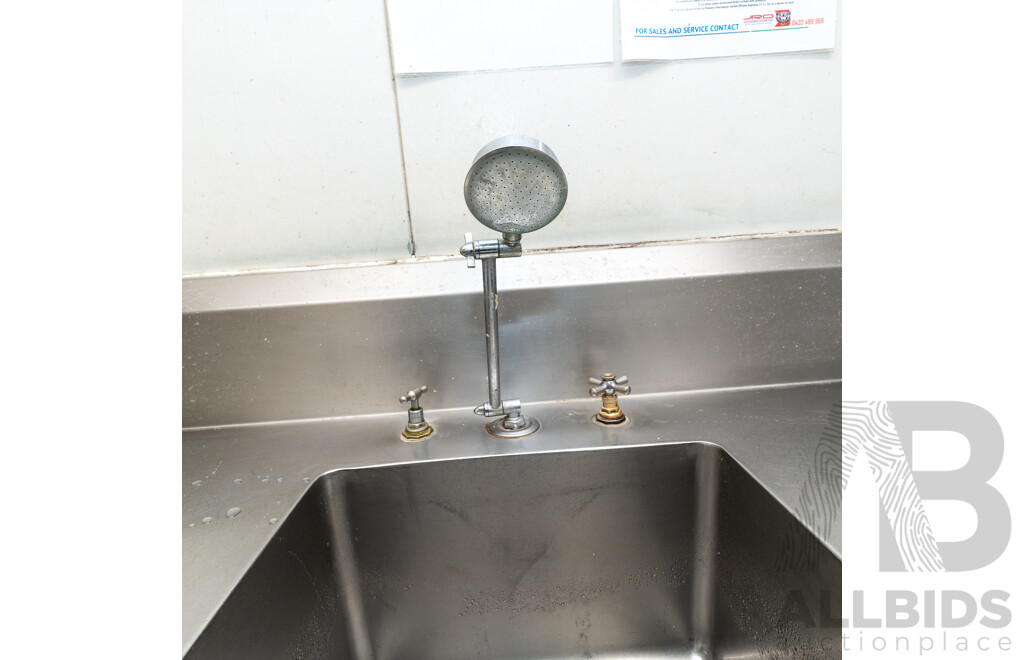 Commercial Stainless Steel Corner Workbench with Underbench Storage & Quantity of 3 Sink's