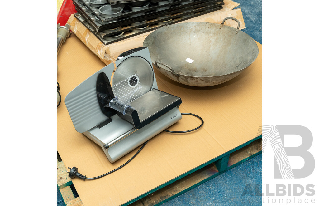 Kogan Deli Slicer & Steel Wok
