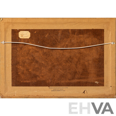 Doreen De Salas, (20th Century, British-Born Australian, 1919-?), a Touch of Blue, Lovely Original Vintage Oil on Masonite, 35 x 50 cm (frame)