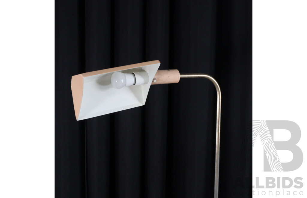 Retro Telescopic Floor Lamp with Dusty Pink Enamel Shade