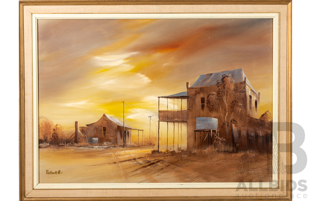 Roberts ?, (Date Unknown), Bush Corner at Twilight, Original Vintage Acrylic on Board, 64 6x 87 cm (frame)
