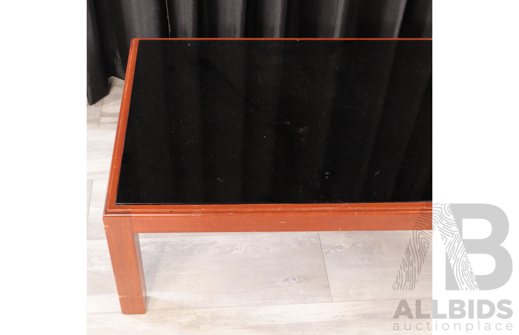 Timber Framed Coffee Table with Smokey Glass Top