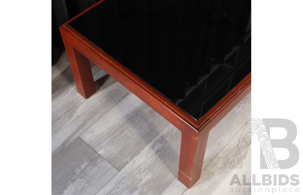 Timber Framed Coffee Table with Smokey Glass Top