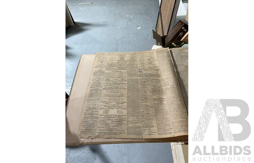 Three Antique Bound Sydney Morning Herald Newspaper Archives Including February 1905, August 1906, April 1907, September 1907, March 1912