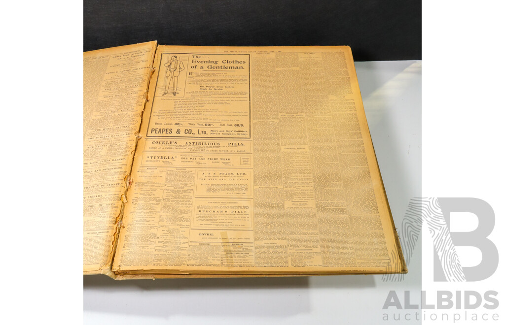 Four Books of 1907 Sydney Morning Herald News Papers Including Months March, June, August, November