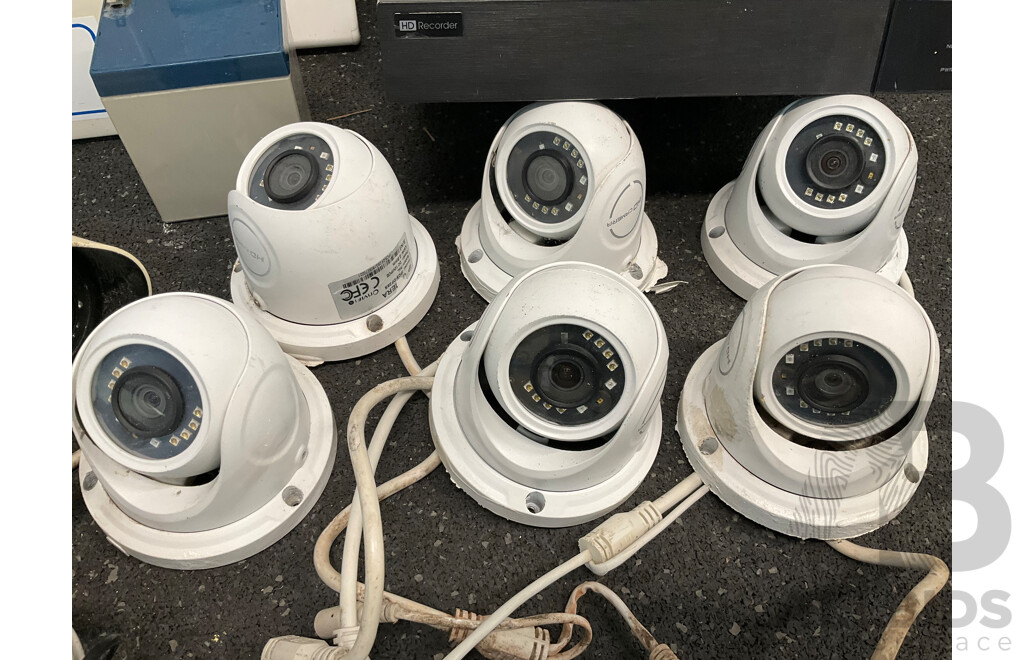 CCTV IP Camera Kit, Including Video Recorder, Several Dome and Bullet Security Cameras