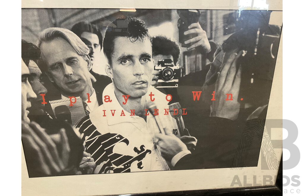 Framed Photo of IVAN LENDL, 71 X 94 Cm (frame)