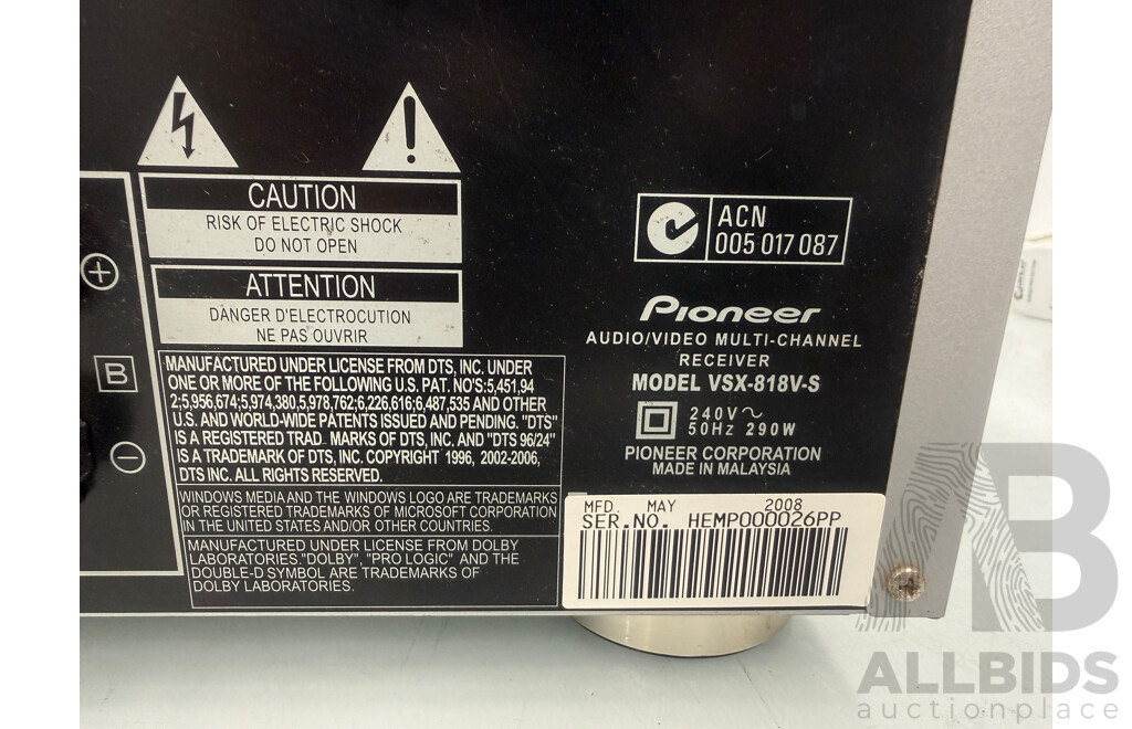 Pioneer Audio/Video Receiver - VSX-818V