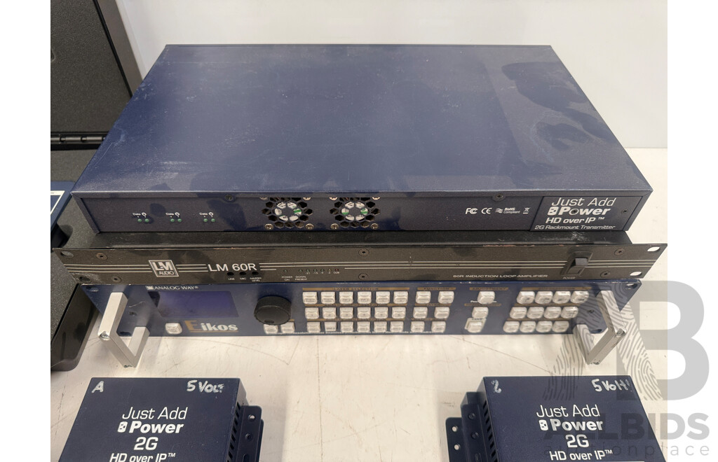 Audio Link Infinity Receiver/Transmitter + Gigabit Receiver/Transmitter + Analog Way RK-300 Remote Control Keypad for Switchers + LM60R Ampilifer + JAP Transmitter