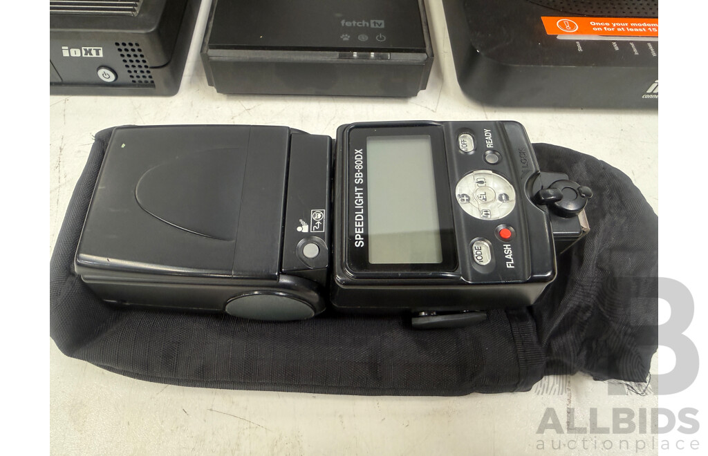 Nikon Flash + 2 Boxes of Household Portable Phones + Other Equipment