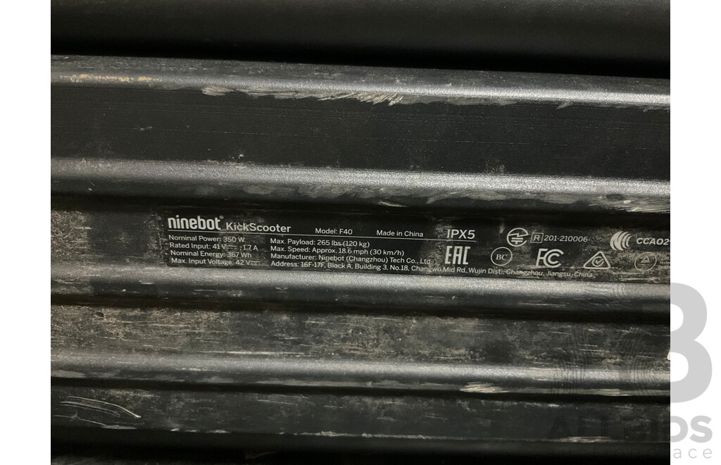 Segway Ninebot KickScooter F40 IPX5 Electric Scooter - Black