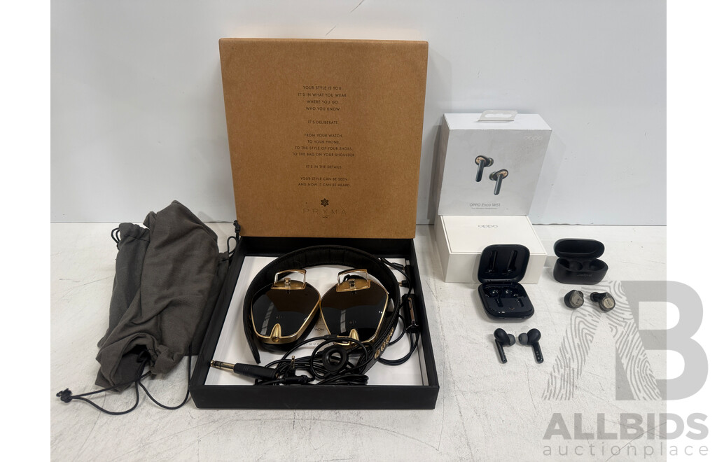 Sonus Faber Pryma Wired Head Phones + Oppo Enco W51 Wireless Headphones + Jabre Wireless Headphones