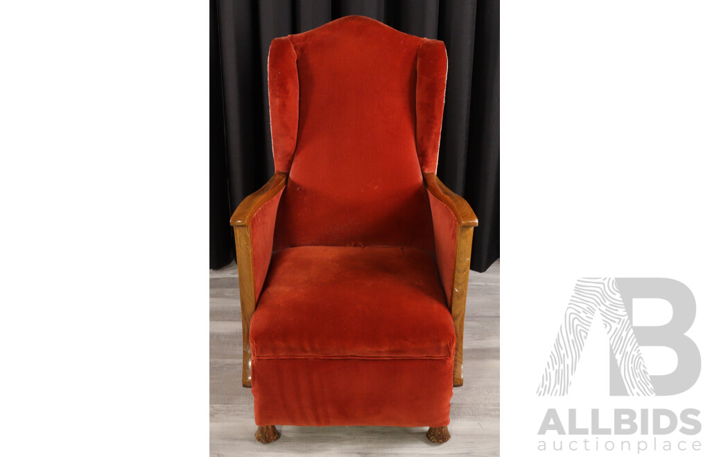 Pair of Art Deco Spring Loaded Wing Back Arm Chairs