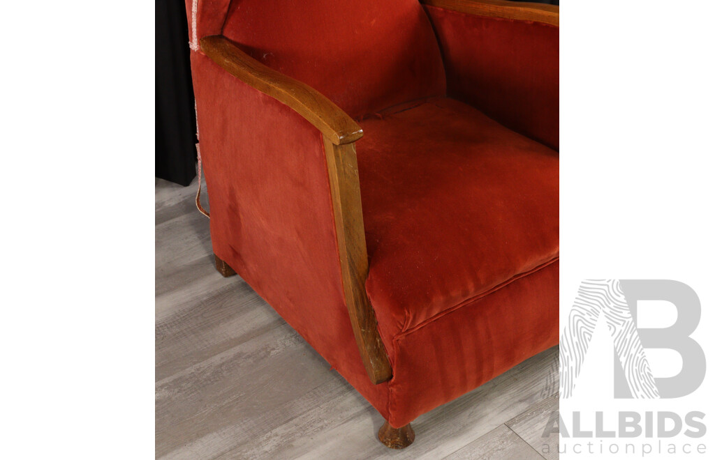 Pair of Art Deco Spring Loaded Wing Back Arm Chairs