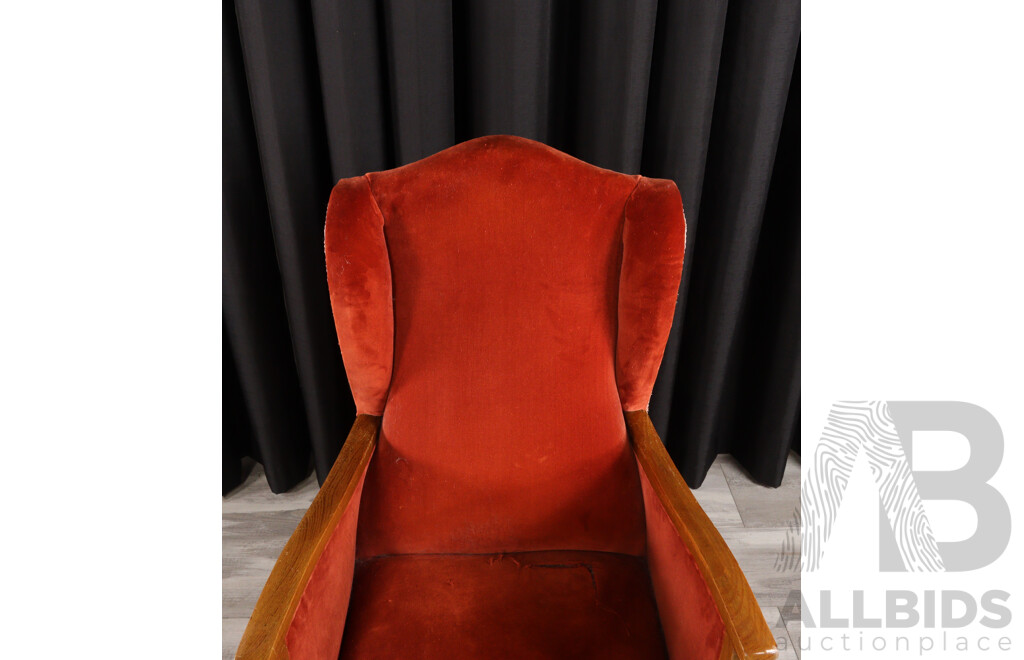 Pair of Art Deco Spring Loaded Wing Back Arm Chairs