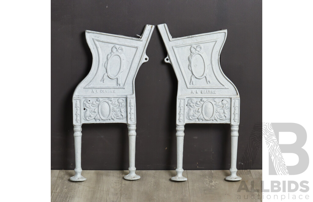 Pair of Vintage Cast Iron Cradle Ends By AL Clarke