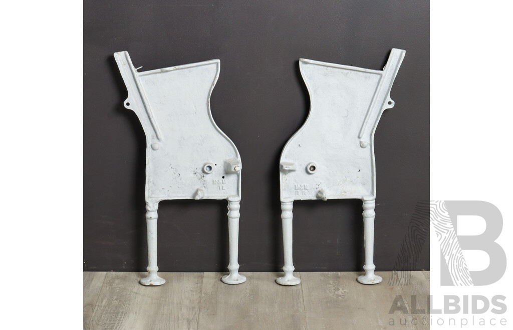 Pair of Vintage Cast Iron Cradle Ends By AL Clarke