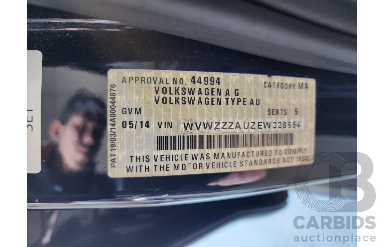 5/2014 Volkswagen Golf 90 TSI AU MY14 5d Hatchback Black 1.4L